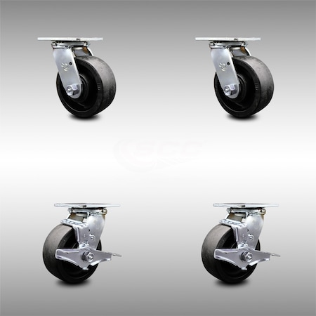 Service Caster 5 Inch SS Glass Filled Nylon Swivel Caster Set with Roller Bearings 2 Brakes SCC SCC-SS30S520-GFNR-2-TLB-2